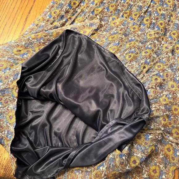 Zara Basic Floral Midi Dress M Sleeveless Boho Ruched Bodice Peasant Cottagecore - Picture 8 of 11